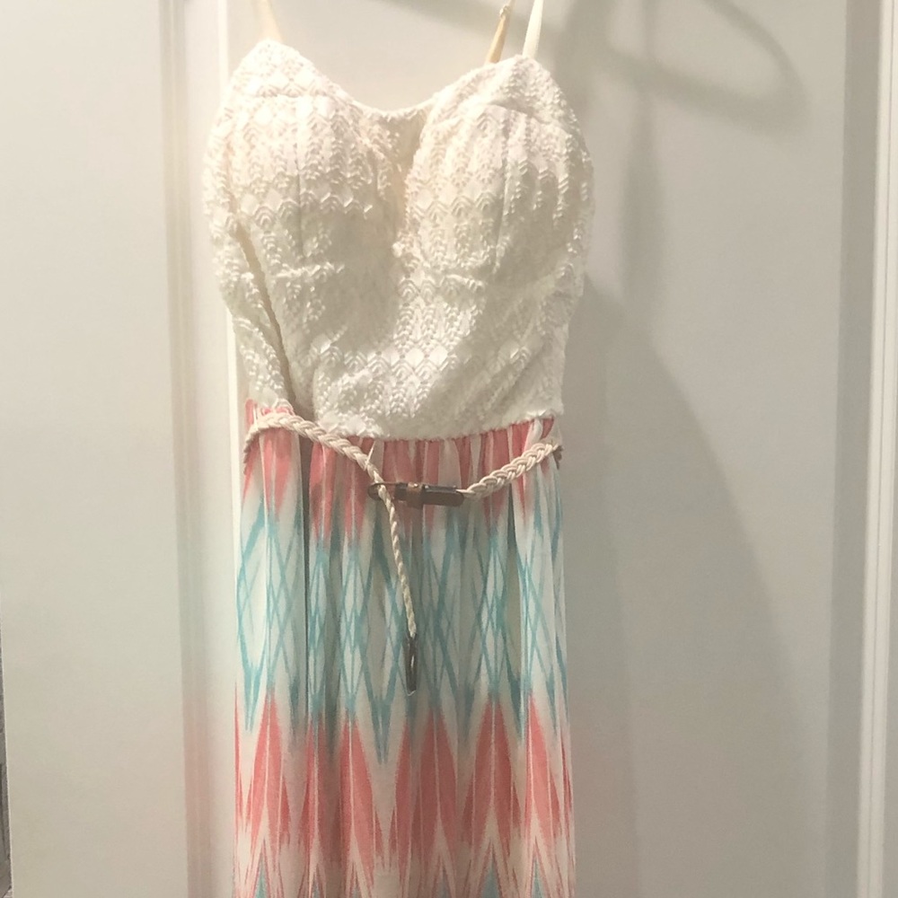 Maxi dress Lace top with multi-colored chevron